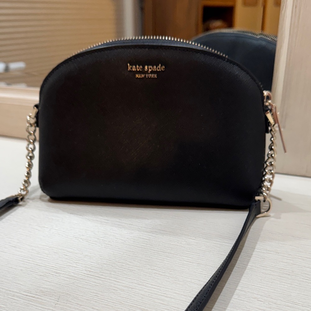 Kate Spade Black Crossbody Bag with Silver Chain